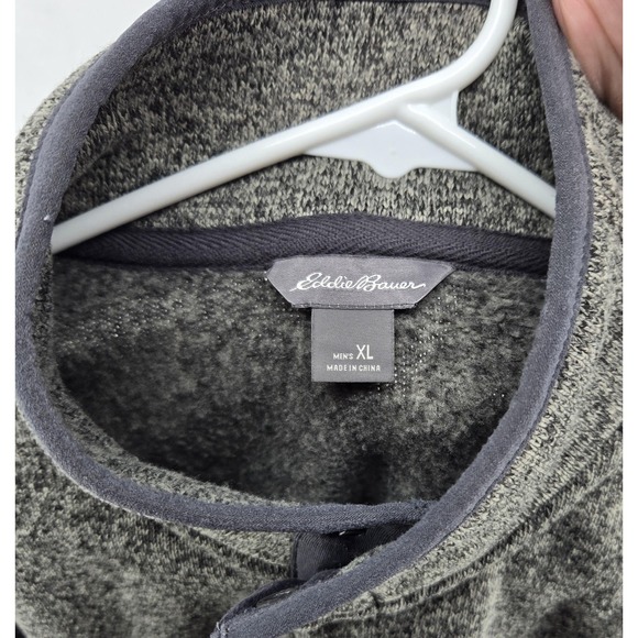 Eddie Bauer Pullover Sweater Mens XL Gray Radiator Fleece Mock Neck Snap Outdoor - Picture 2 of 11